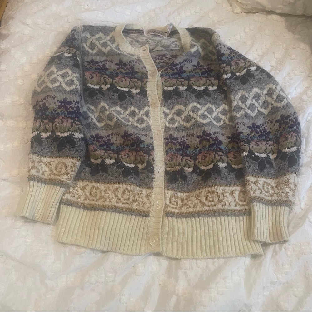 Vintage the Emport workshop Elegant Nordic Patterned Cardigan